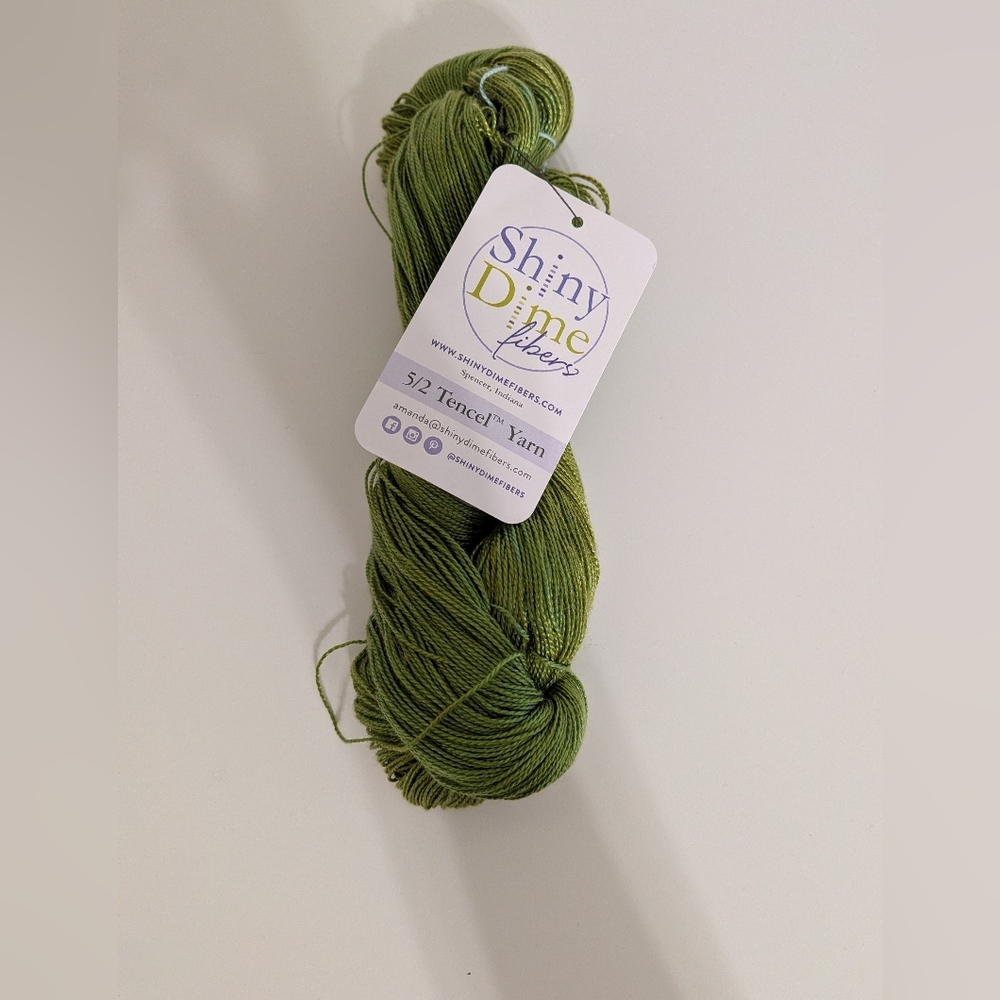 Shiny Dime Fibers‎ 5/2 Tencel Yarn Olive Green Laceweight 4oz Skein 520 Yards